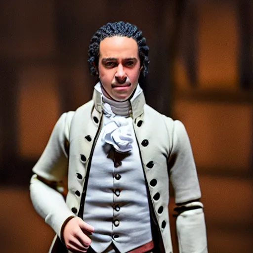 Prompt: action figure from the broadway musical hamilton, award winning product photography