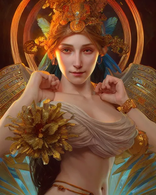 Image similar to goddess of love, highly detailed, digital painting, artstation, concept art, smooth, sharp focus, illustration, Unreal Engine 5, 8K, art by artgerm and greg rutkowski and alphonse mucha