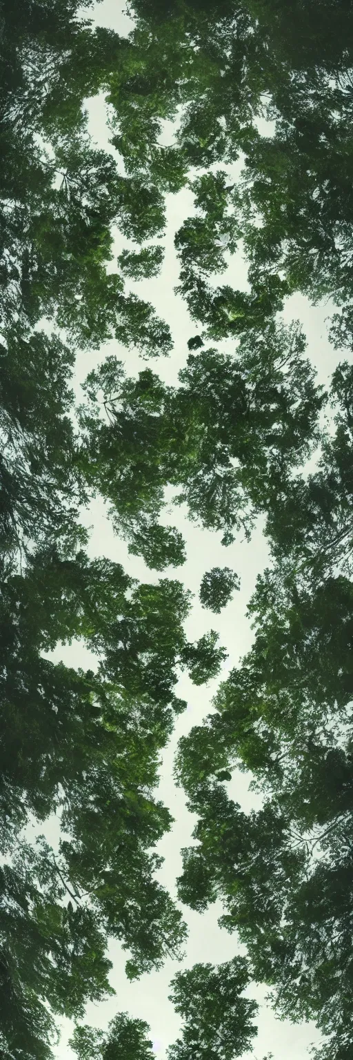 Prompt: vertical panoramic shot of an anime character, looking up, tall trees, nighttime, fireflies, trending on artstation, digital art