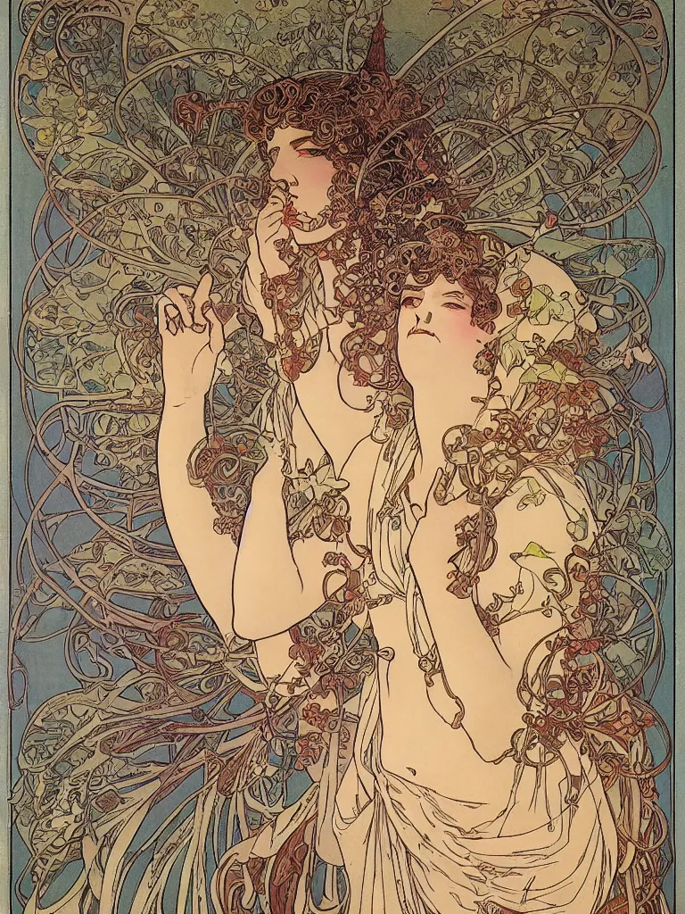 Prompt: stainless, detailed, the goddess of butterflies, by mucha