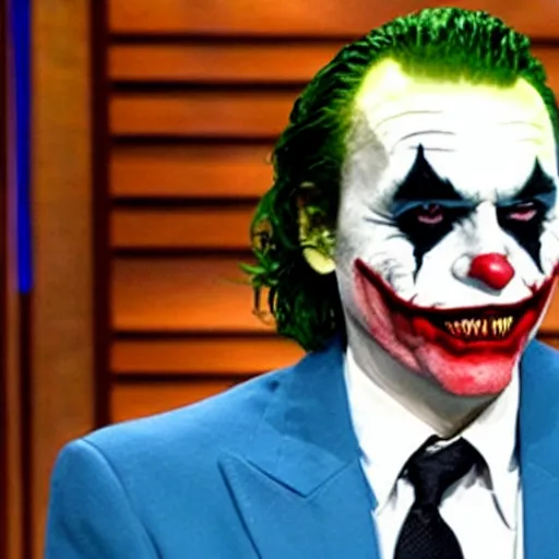 Image similar to the joker on the tonight show