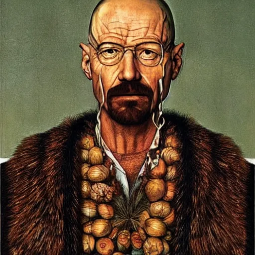 Prompt: giuseppe arcimboldo, portrait of walter white