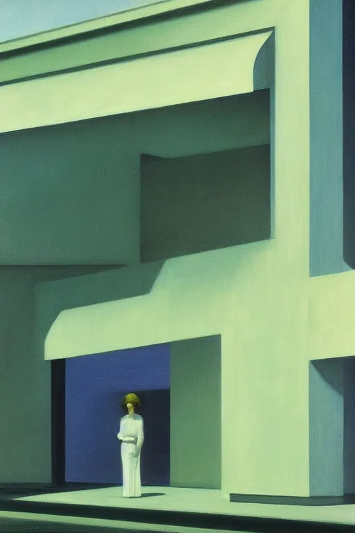 Image similar to liminal vaporwave surrealism, painted by Edward Hopper, airbrush