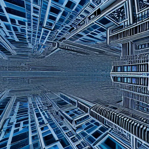 Image similar to fractal soviet buildings up to the sky 8k hd unreality art