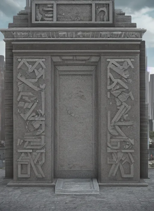 Prompt: highly detailed realistic architecture 3 d render of a futurisctic stele made from currency in a city park, archdaily, made in unreal engine 4 octane render