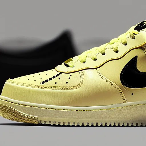 Prompt: nike airforce one's banana shoe
