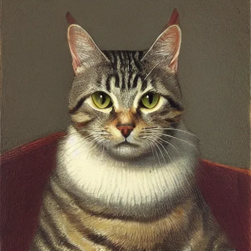 Prompt: a tabby cat in the style of Rembrandt