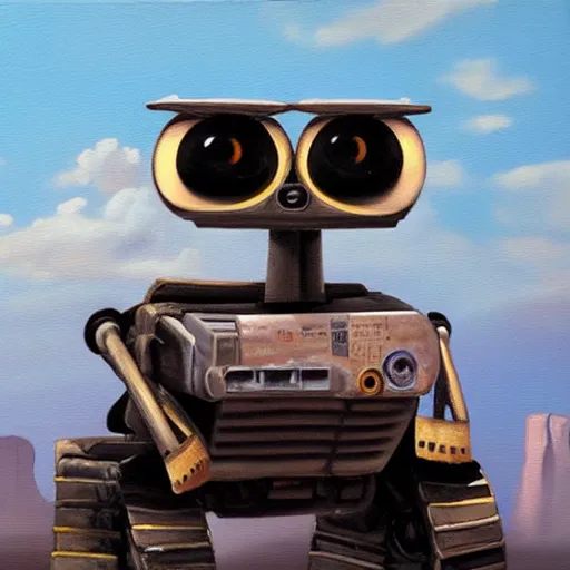 Prompt: An oil painting of Wall-E