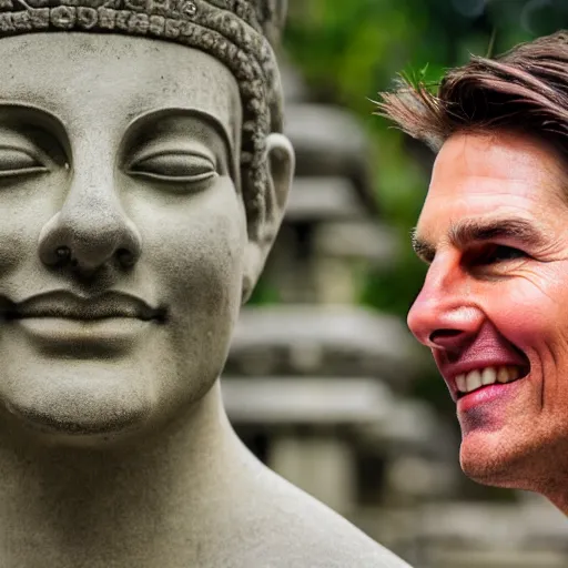 Image similar to a photo of tom cruise in temple of bali, perfect faces, award winning photography, 50 mm