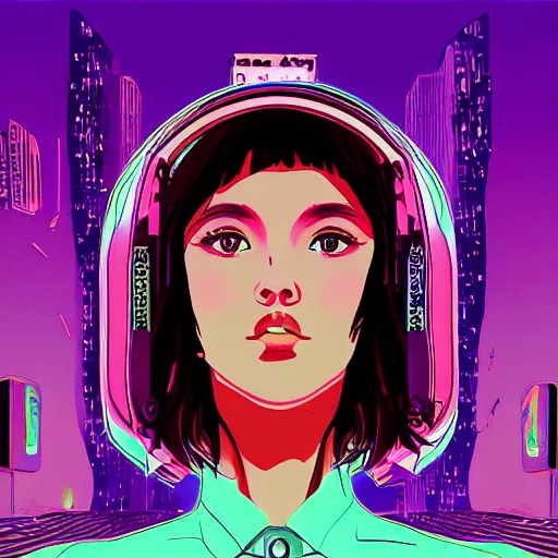 Image similar to lofi vaporwave retro futurism album artwork underground unknown lonely girl