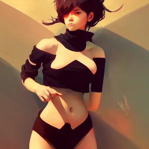 Image similar to a beautiful model in crop top, by guweiz and wlop and ilya kuvshinov and artgerm, symmetrical eyes, aesthetic, gorgeous, stunning, alluring, attractive, artstation, deviantart, pinterest, digital art