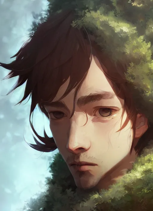 Image similar to a portrait of a male young druid, intricate, tone mapped, ambient lighting, highly detailed, digital painting, artstation, concept art, 4 k, stunning beautiful, sharp focus, by makoto shinkai and akihiko yoshida and hidari and wlop