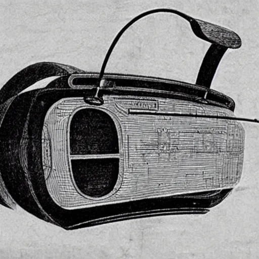 Image similar to Vintage, detailed, sketch of Oculus Rift, with full descriptions, on parchment. Taken from Leonardo da Vinci's Codex Atlanticus