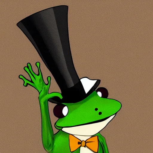 Prompt: frog wearing top hat