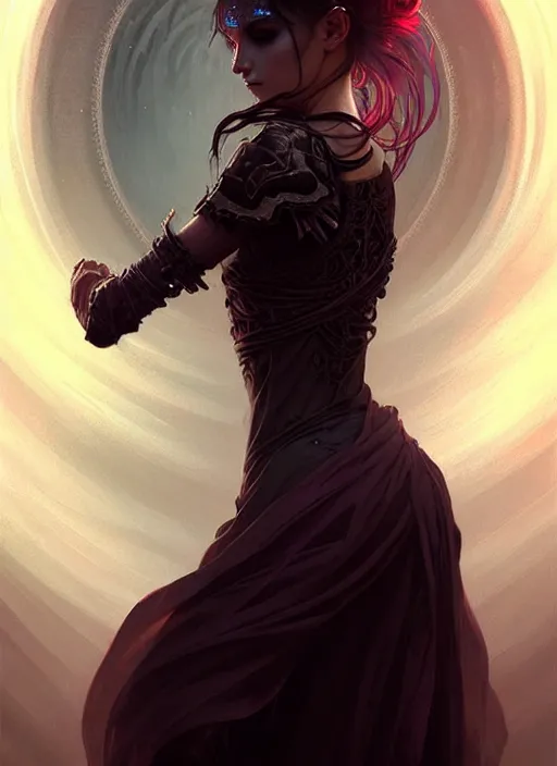 Image similar to a beautiful cinematic female Necromancer Sorceress goddess of death, fantasy magic, undercut hairstyle, dark light night, intricate, elegant, sharp focus, illustration, highly detailed, digital painting, concept art, matte, art by WLOP and Artgerm and Greg Rutkowski and Alphonse Mucha, masterpiece