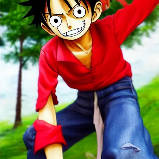 Prompt: luffy from one piece in real life, photorealistic, posing shot