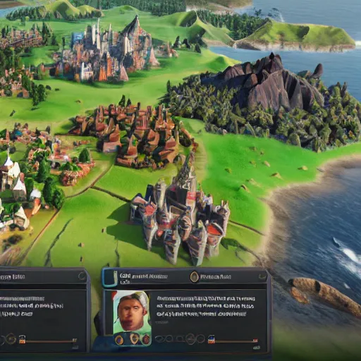 Prompt: Stefan Löfven as a leader in Civilization 6, unreal engine