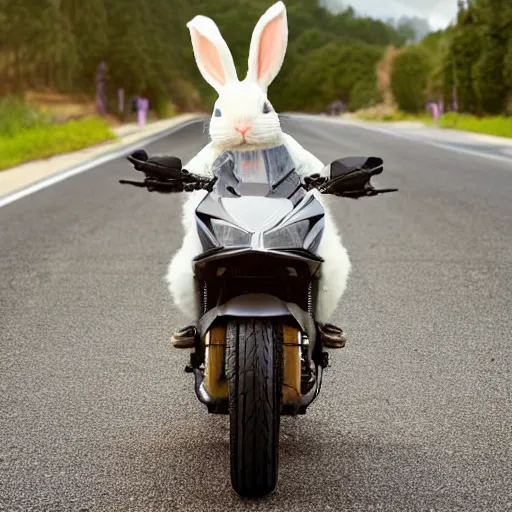 Prompt: a bunny wearing protective gear riding a 1 9 8 6 - suzuki - dr - 6 0 0!!!, highly detailed, 8 k photography, artstation trending, czeiss lens, matte, sharp focus, highly detailed, 4 k, hdr, smooth, sharp focus, high resolution, award - winning photo, photorealistic, art by artgerm, large shot