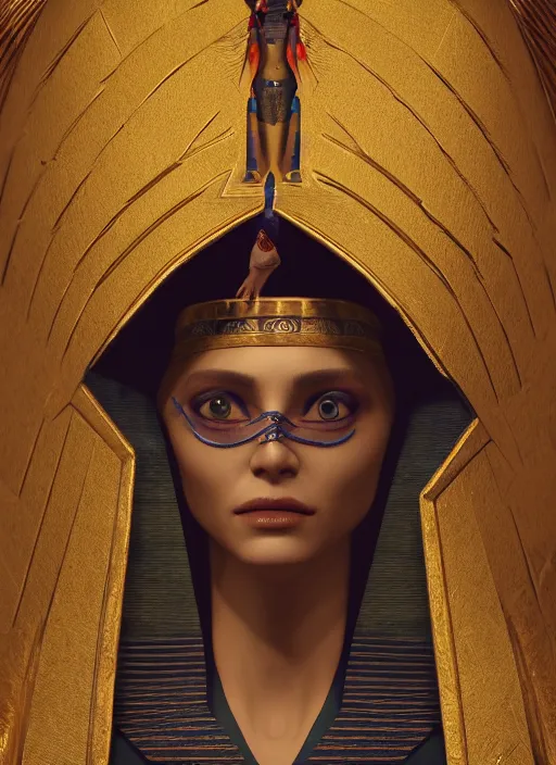 Image similar to an anthropomorphic beautiful female wizard of pharaoh portrait wearing robe, fine art, award winning, intricate, elegant, sharp focus, octane render, hyperrealistic, cinematic lighting, highly detailed, digital painting, 8 k concept art, art by jamie hewlett and z. w. gu, masterpiece, trending on artstation, 8 k