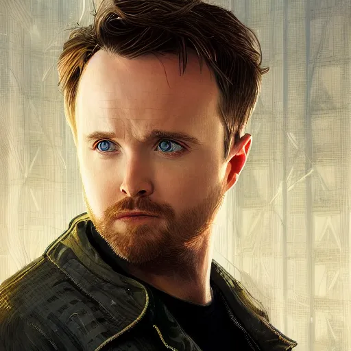 Image similar to portrait of Aaron Paul as Peter Parker, elegant, intricate, headshot, highly detailed, digital painting, artstation, concept art, sharp focus, illustration, art by artgerm and greg rutkowski and alphonse mucha