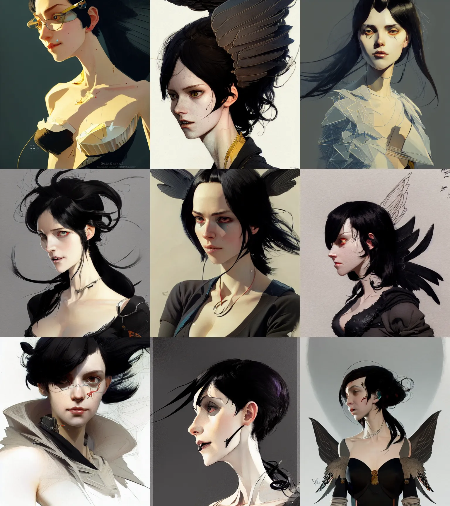 Prompt: character design by jakub rebelka, yoann lossel, android james ( ( ( portrait of a black haired cute girl with black wings in a black bra ) ) ) sharp edges. ultra clear detailed. 8 k. ultra detailed, elegant, intricate,