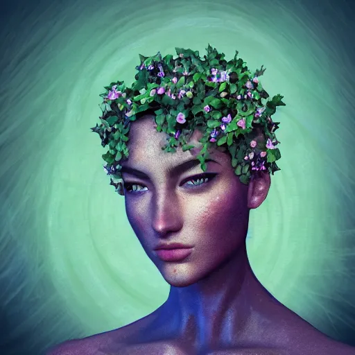 Image similar to the most perfect individual person in the world, high beauty vine, artstation, ample lighting, flower mosaic, dna, intense fantasy