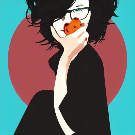 Prompt: hanekawa black, by conrad roset, vector art