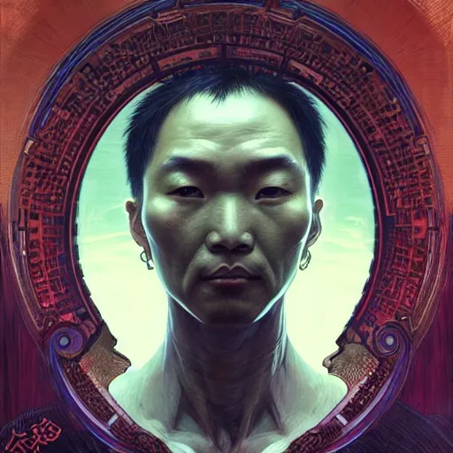 Image similar to A portrait of 蔡徐坤 by Ross Tran!! and alphonse mucha and greg rutkowski! and Zdzisław Beksiński!!,In style of digital art.Symmetrical face.dark Fantasy,smooth,hyper detailed,sharp focus,Soft light.4k