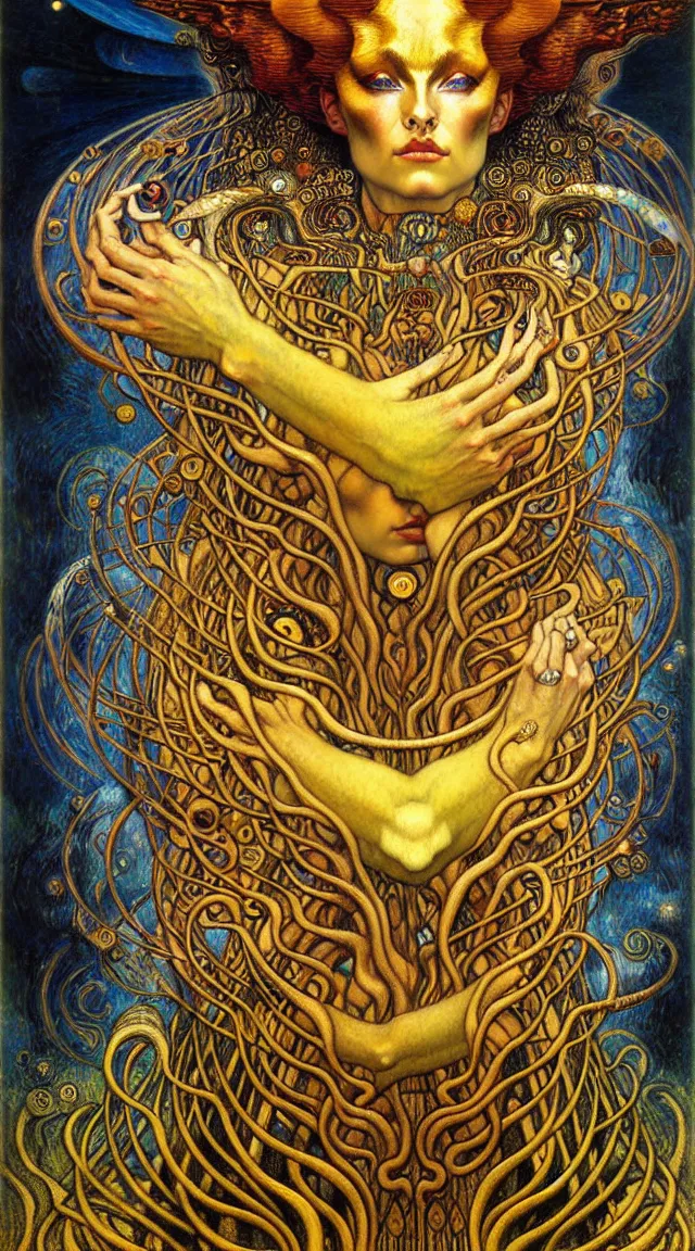 Image similar to Divine Chaos Engine by Karol Bak, Jean Delville, William Blake, Gustav Klimt, and Vincent Van Gogh, symbolist, visionary