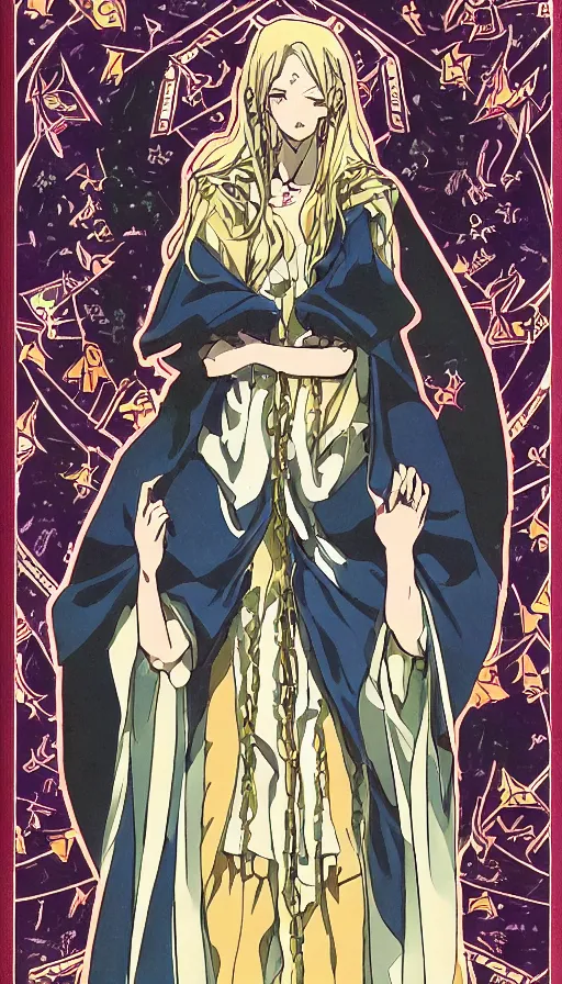 Image similar to anime tarot card based on the card Judgement