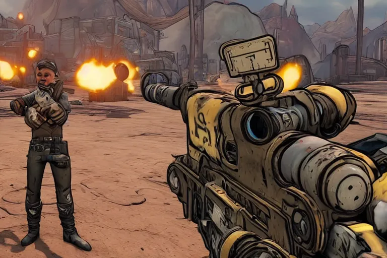 Prompt: Screenshot from Adolf Hitler in Borderlands 3