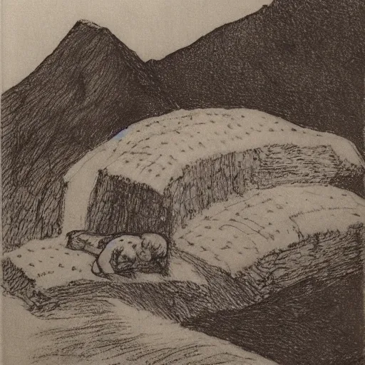 Prompt: julenisse, lavenisse, by theodor severin kittelsen, kjell aukrust, ink drawing, dip pen