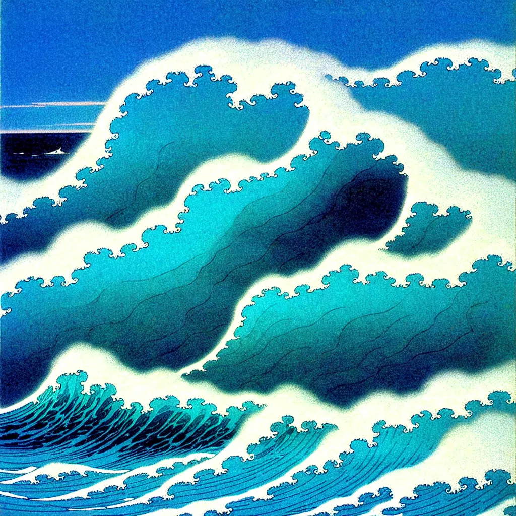 Prompt: ocean wave by moebius