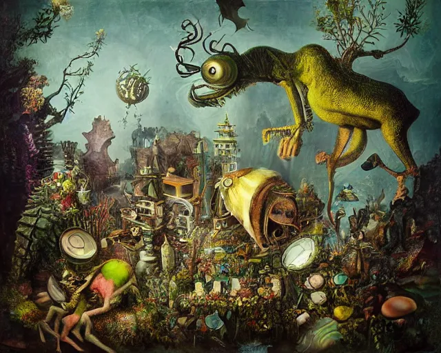 Image similar to a surreal painting a painting of a strange creature, by andreas franke