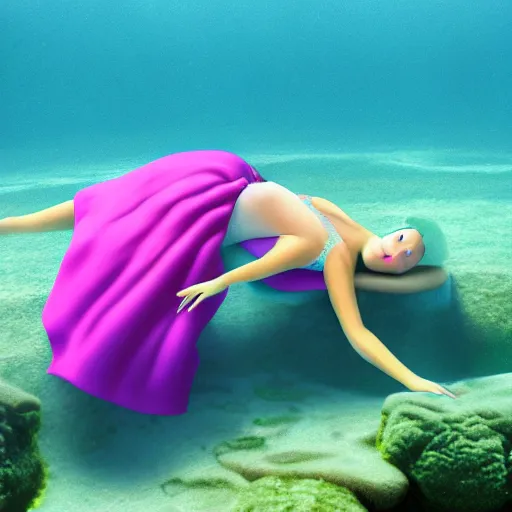 Image similar to sleeping beauty underwater, ultrarealistic photograph,