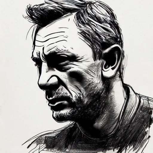 Prompt: a realistic yet scraggly portrait sketch of the side profile of a stern and sophisticated daniel craig, trending on artstation, intricate details, in the style of frank auerbach, in the style of sergio aragones, in the style of martin ansin, in the style of david aja, in the style of mattias adolfsson