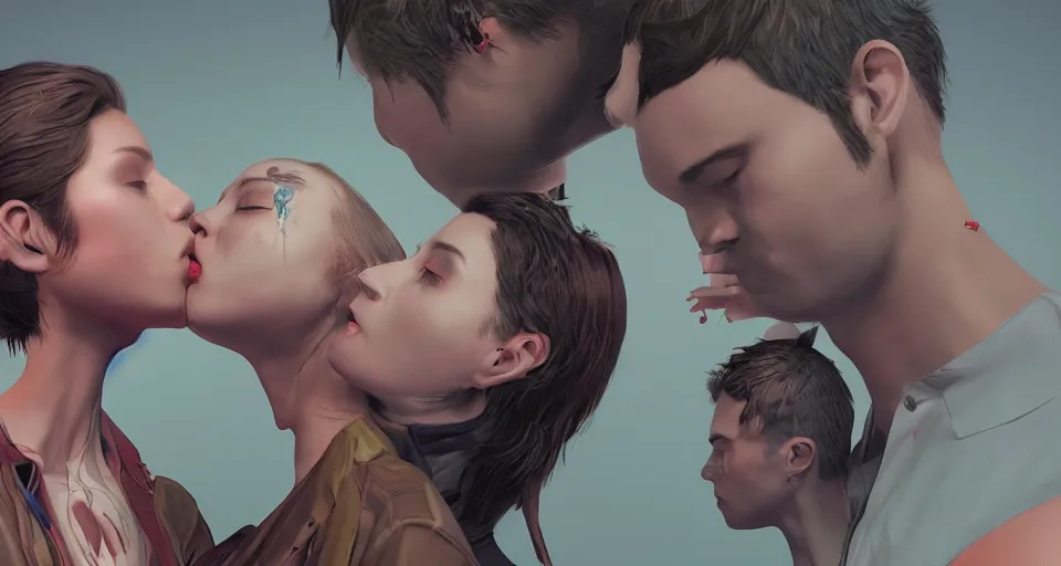 Prompt: x - ray photos of bionic couples kissing each other, octane render, concept art, realistic, high details colourful vfx art, art by hsiao - ron cheng and james jean highly detailed, intricate detail, unreal engine, octane render