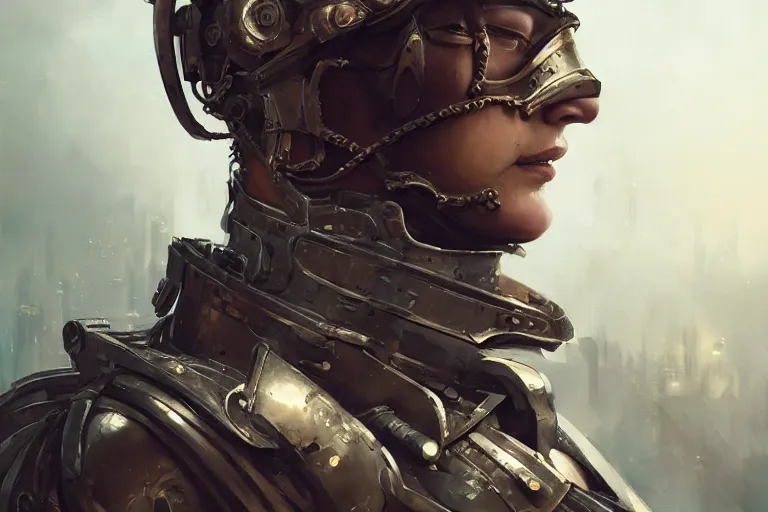 Prompt: cyberpunk roman soldier, elegant, highly detailed, highly detailed, sharp focus, illustration, beautiful, trending on artstation, artwork by wlop