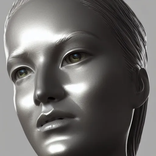 Image similar to portrait of statue woman, chrome, reflect, 8 k uhd, unreal engine, octane render in the artstyle of john park and greg rutkowski