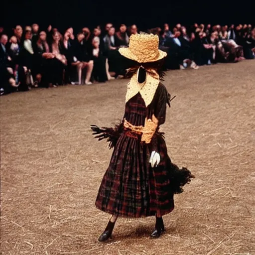 Prompt: a scarecrow doing a catwalk, by Christian Dior