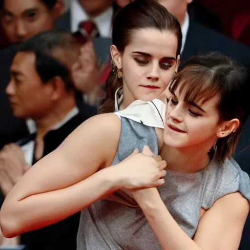 Image similar to emma watson putting xi jinping in a sleeper hold