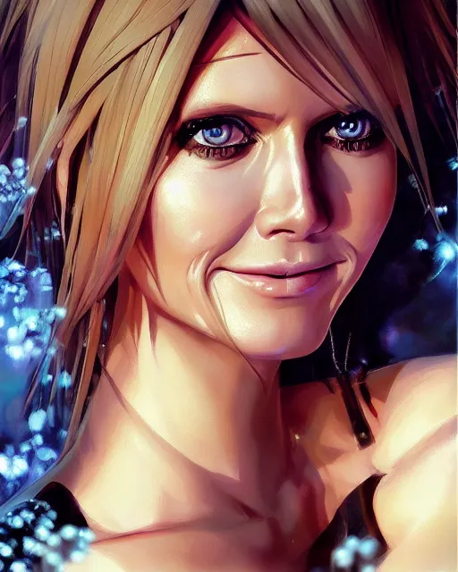 Image similar to portrait of Heidi Klum as Anime girl cute-fine-face, full body! pretty face, realistic shaded Perfect face, fine details. Anime. realistic shaded lighting by Ilya Kuvshinov Giuseppe Dangelico Pino and Michael Garmash and Rob Rey