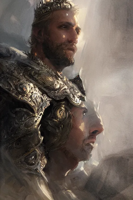 Image similar to king arthur's knight, close-up portrait, powerfull, intricate, elegant, volumetric lighting, scenery, digital painting, highly detailed, artstation, sharp focus, illustration, concept art, ruan jia, steve mccurry