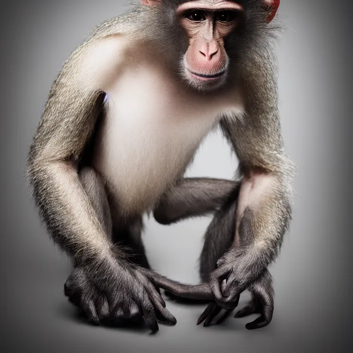 Image similar to studio portrait of a monkey dressed as ninja