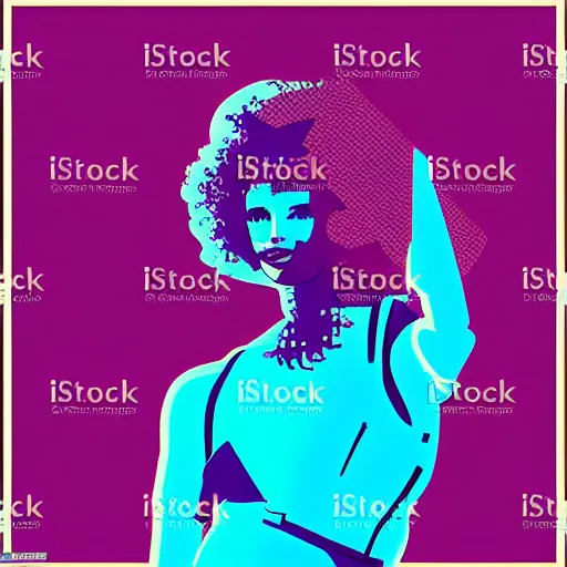 Image similar to a closeup of a woman in retro colors, synthwave style, 2 d digital vector art