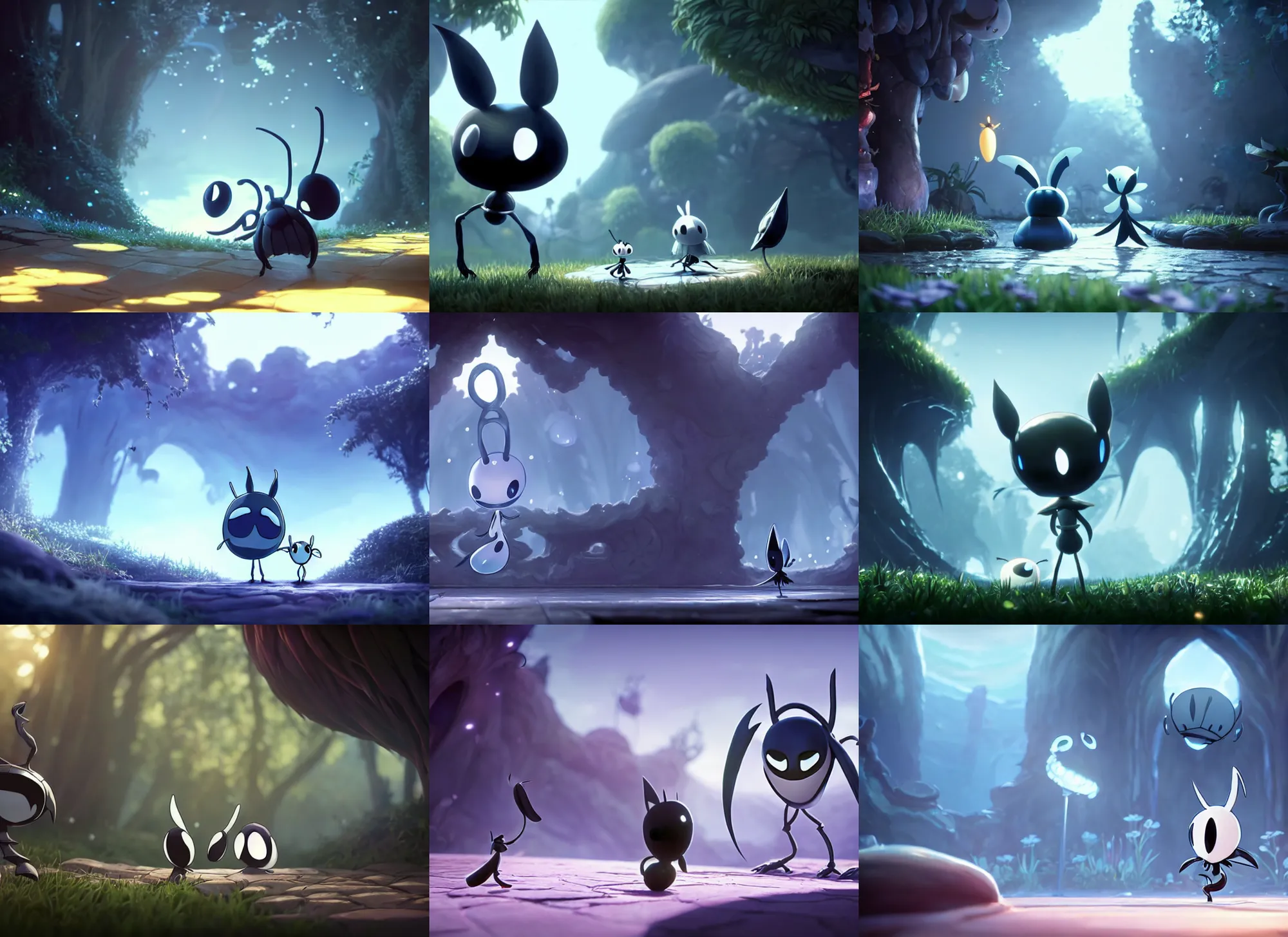 Prompt: a wholesome animation key shot of af a game still of hollow knight, pixar and disney animation, sharp, rendered in unreal engine 5, anime key art by greg rutkowski, bloom, dramatic lighting