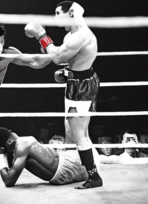 Image similar to film still of cristiano ronaldo as muhammed ali after knocking out sonny liston, 4