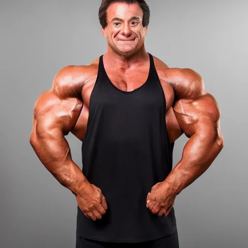 Image similar to kevin from the office as a body builder, 4k, high detail, high-resolution photograph, professional photography, ultra-detail