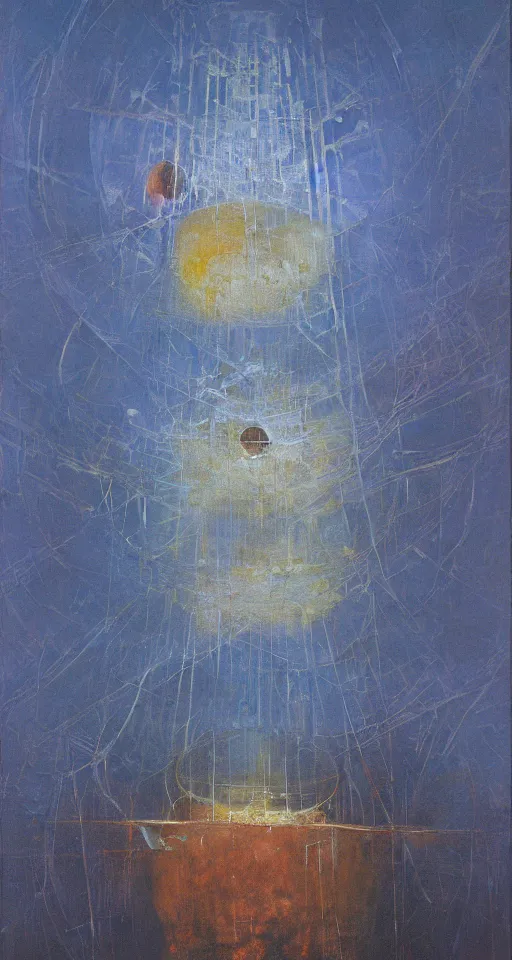 Prompt: a gigantic glowing crystal tesseract orb, high detailed beksinski painting, part by adrian ghenie and gerhard richter. masterpiece, deep colours, blue