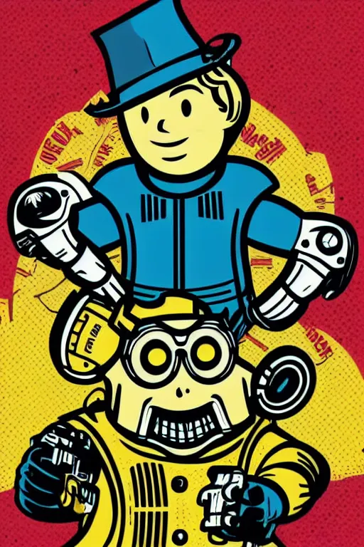 Image similar to fallout 7 6 retro futurist illustration art by butcher billy, sticker, colorful, illustration, highly detailed, simple, smooth and clean vector curves, no jagged lines, vector art, smooth andy warhol style